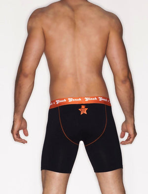 Ginch Gonch Rock Me men's boxer Brief Underwear black with orange trim binding waistband back rock and roll Orange star