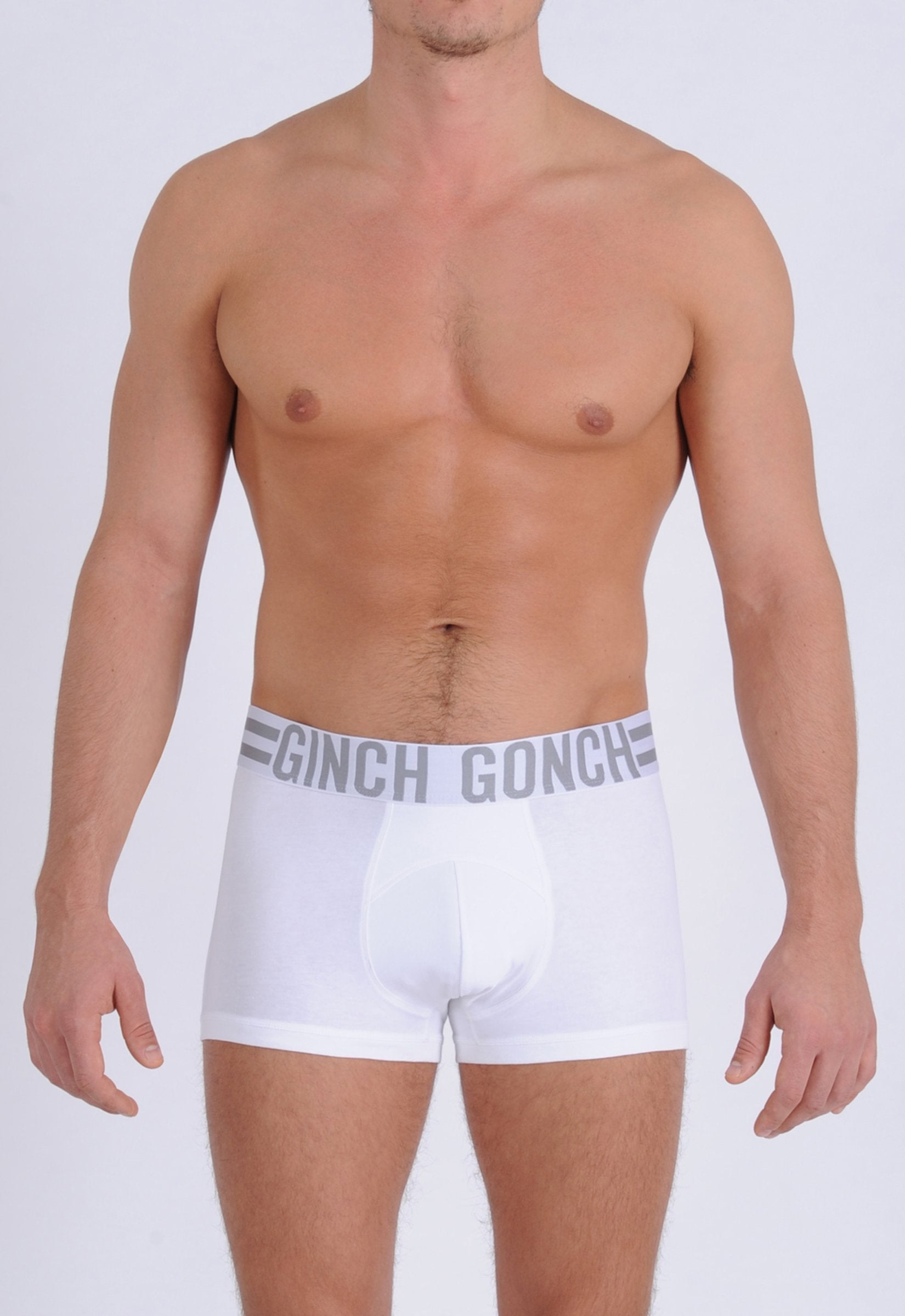 Ginch Gonch Signature Series - Trunk, short boxer brief - white men's underwear thick printed waistband front