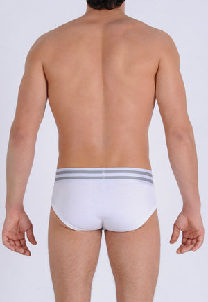 Ginch Gonch Men's Signature Series Underwear - Low Rise Brief white printed thick waistband back