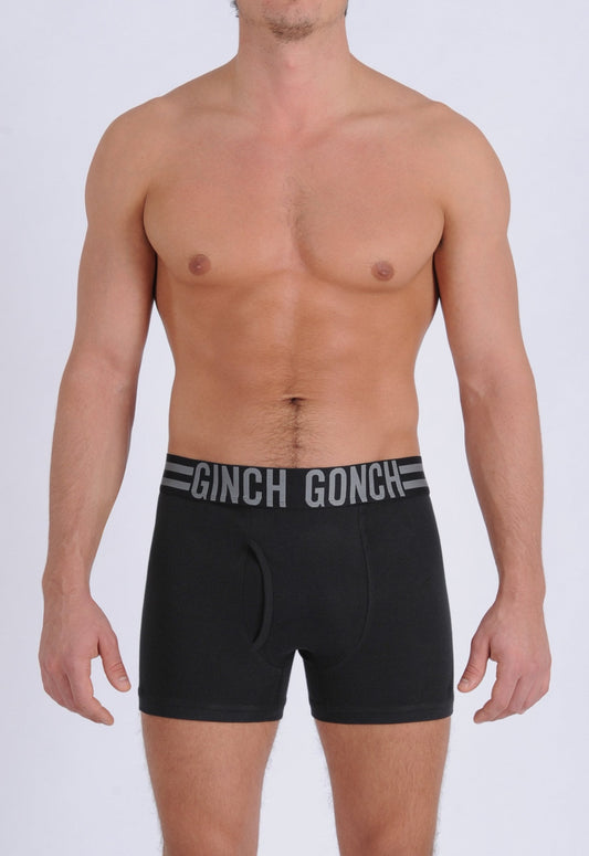 Ginch Gonch Signature Series - Boxer Brief - Black Men's underwear boxer brief trunk printed waistband front