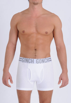 Ginch Gonch Signature Series - Boxer Brief - White Men's underwear boxer brief trunk printed waistband front