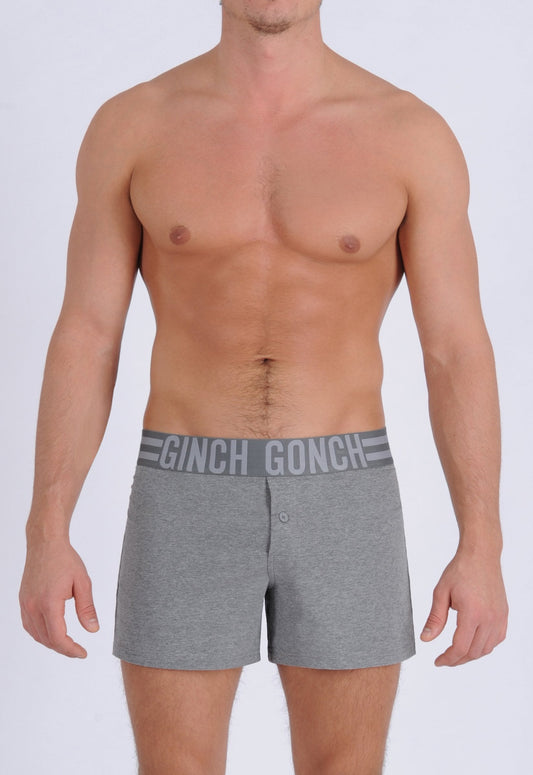 Ginch Gonch Men's Signature Series - Boxer Shorts - Grey button front boxers front