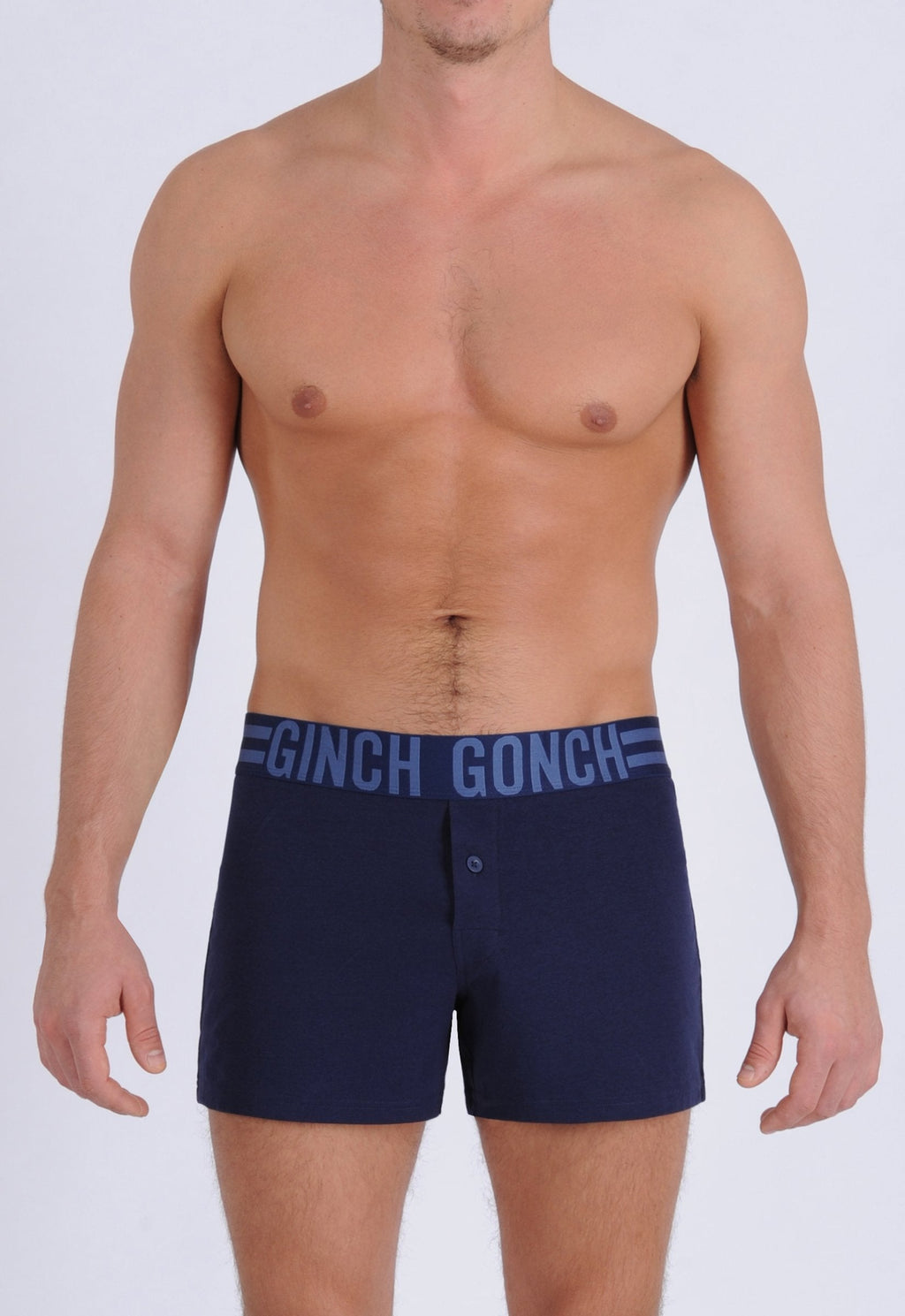 Ginch Gonch Men's Signature Series - Boxer Shorts - Navy button front boxers front