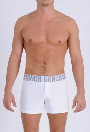Ginch Gonch Men's Signature Series - Boxer Shorts - white button front boxers front
