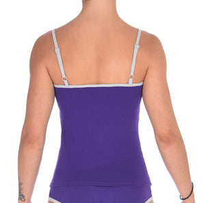 GG Ginch Gonch Purple Haze Sports Bra - Women's Underwear purple fabric with grey trim and straps back
